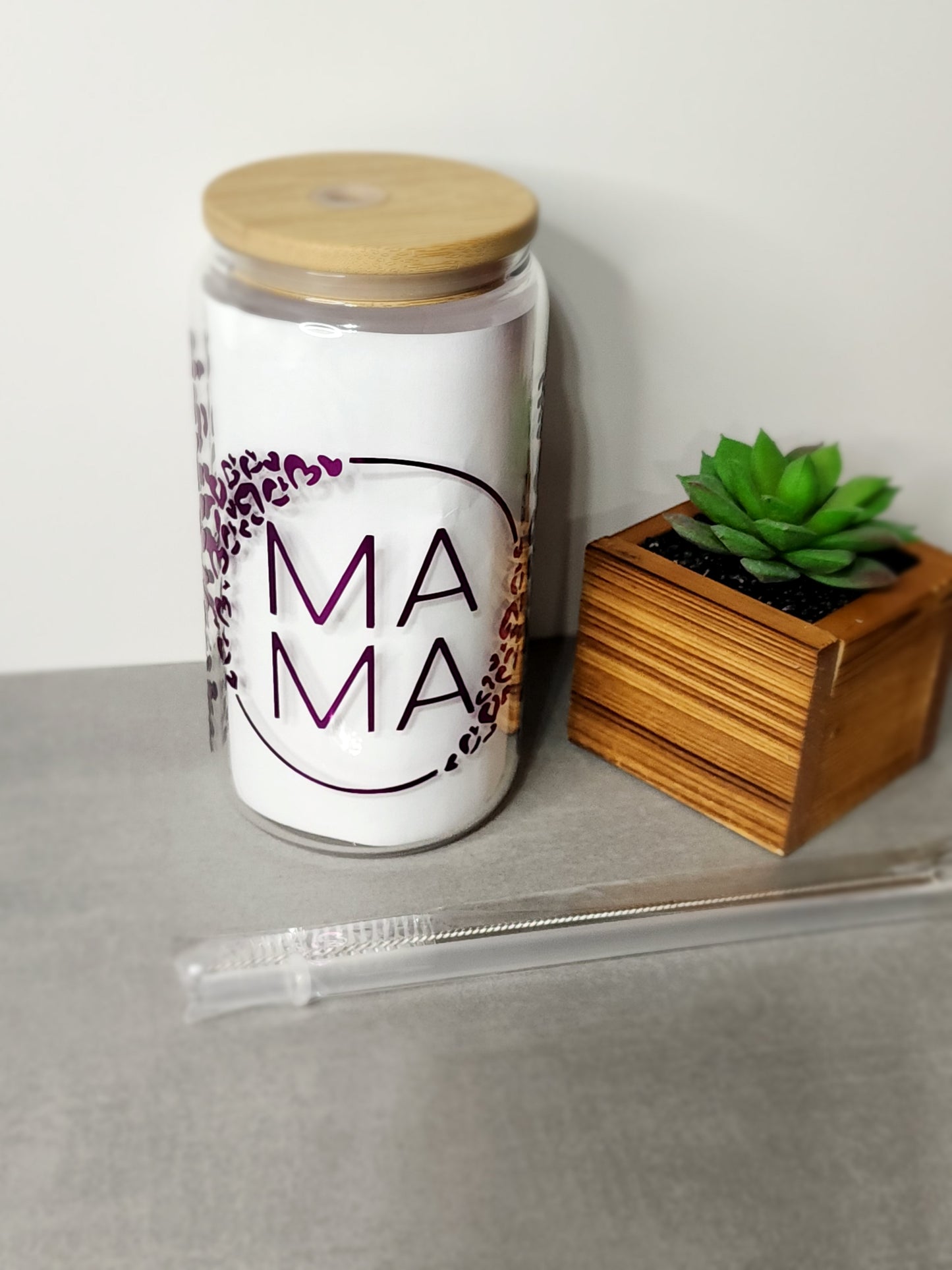 MaMa Leopard print glass can!