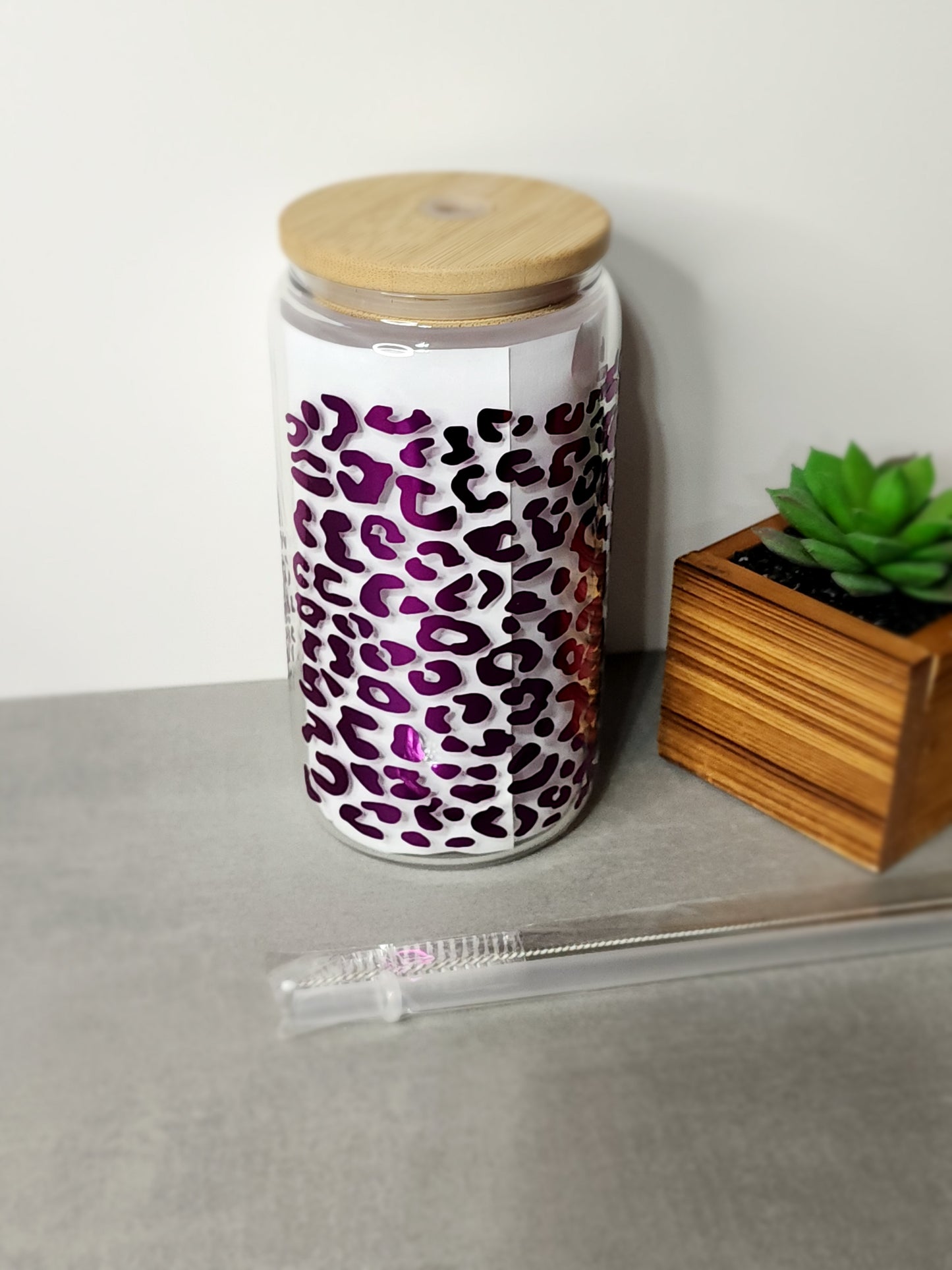 MaMa Leopard print glass can!